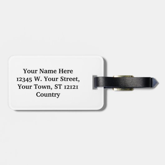 Klassische Maskuline Schwarz-weiß Damask Monogram Gepäckanhänger (Rückseite horizontal)