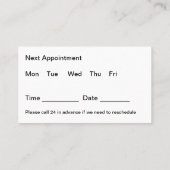 Klassische Medical Appointment Cards Budget Bulk Visitenkarte (Rückseite)