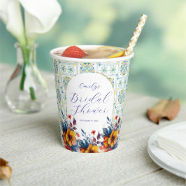 Klassische mediterrane Blue Floral Paper Cup Pappbecher