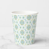 Klassische mediterrane Blue Floral Paper Cup Pappbecher (Rückseite)