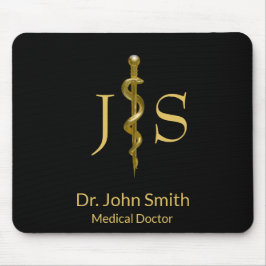 Klassische medizinische Runde von Asclepius Gold a Mousepad