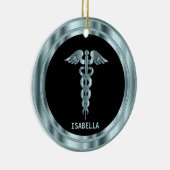 Klassische medizinische 👨 ⚕️ - Schwarz und Blau Keramik Ornament (Rechts)