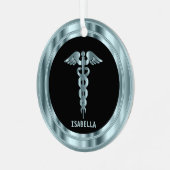 Klassische medizinische 👨 ‍ ⚕️ - Schwarz und Blau Ornament Aus Metall (Vorderseite links)