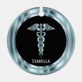 Klassische medizinische 👨 ‍ ⚕️ - Schwarz und Blau Ornament Aus Metall (Rückseite)