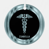 Klassische medizinische 👨 ‍ ⚕️ - Schwarz und Blau Ornament Aus Metall (Vorderseite)