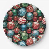 Klassische Mehrfarbige Weihnachtsschmuck Pappteller (Vorderseite)