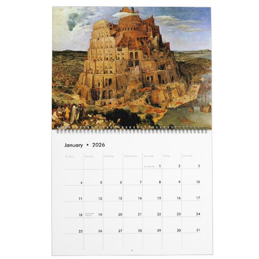 Klassische Meisterwerk-Grafik Kalender (Jan 2026)