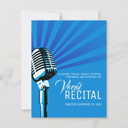 Klassische Mikrofonmusik in der Lautschrift blau Einladung (Vorderseite)