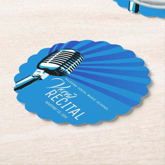 Klassische Mikrofonmusik in der Lautschrift blau Untersetzer (angewinkelt)