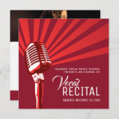 Klassische Mikrofonmusik in der Lautschrift rot Einladung (Vorne/Hinten)