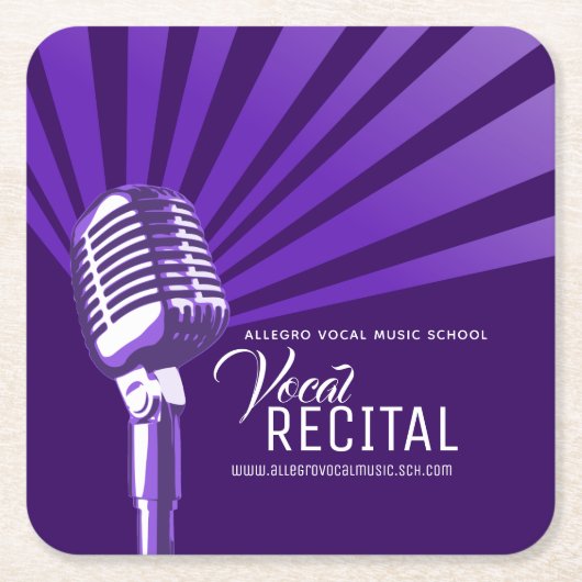 Klassische Mikrofonmusik lila Rechteckiger Pappuntersetzer (Vorderseite)
