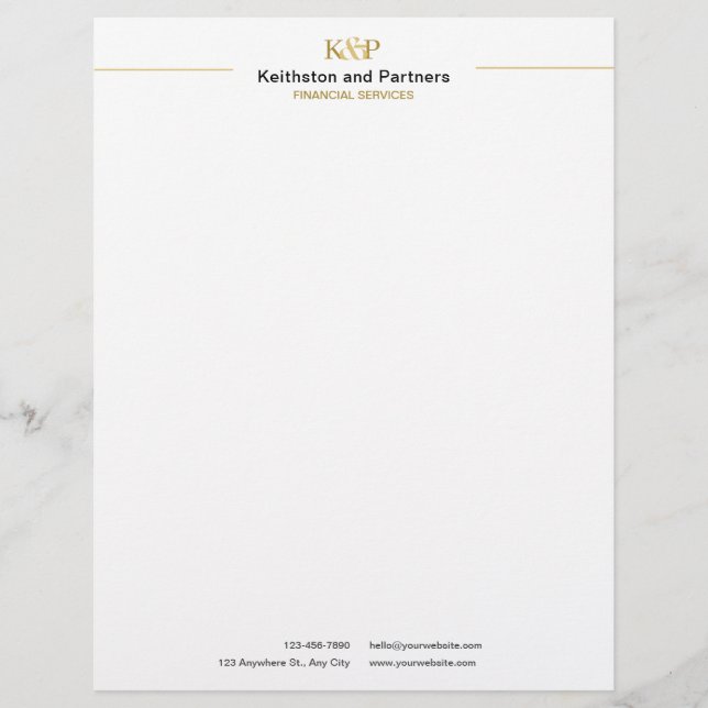 Klassische Minimal-Berufliche Finanzdienstleistung Briefbogen (Vorderseite)