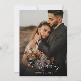 Klassische Minimal-Foto-Handschrift-Hochzeit Einladung