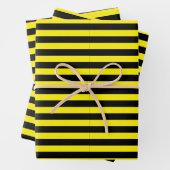 Klassische Minimal Moderne Schwarz und Gelb gestre Geschenkpapier Set (Beispiel)