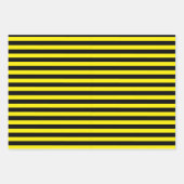 Klassische Minimal Moderne Schwarz und Gelb gestre Geschenkpapier Set (Vorderseite)