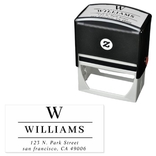 Klassische Minimal-Monogramm-Rücksendeadresse Permastempel (Beispiel)