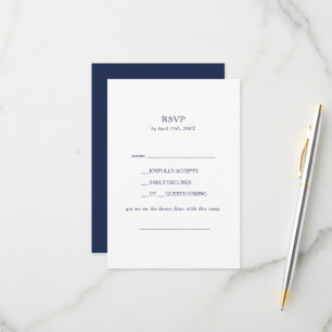 Klassische Minimal Navy Blue Song Request RSVP Car Karte