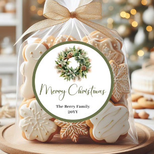 Klassische Minimal-Weihnachts-Aufkleber mit indivi Runder Aufkleber