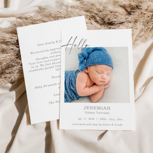 Klassische minimale Hallo-Baby-Foto-Ankündigungska