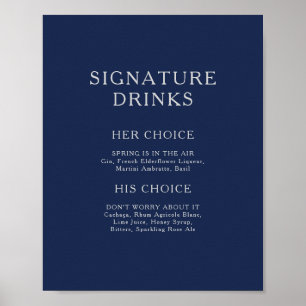 Klassische Minimale Navy Blau Silber Signature Dri Poster