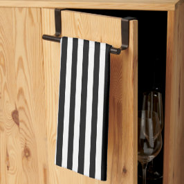 Klassische minimale schwarze und weiße vertikale S Geschirrtuch