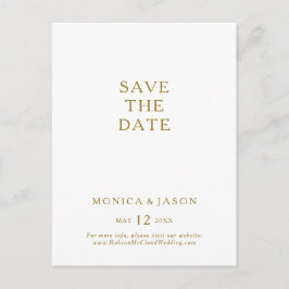 Klassische Minimalistisch Gold Save the Date Postk Einladungspostkarte