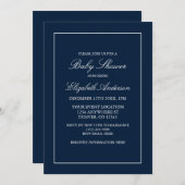 Klassische Minimalistisch Navy Blue Baby Dusche Einladung (Vorne/Hinten)