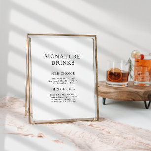 Klassische Minimalistisch Signature Drinks-Zeichen Poster