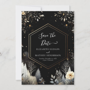 Klassische Minimalistisch verzauberte Waldhochzeit Save The Date