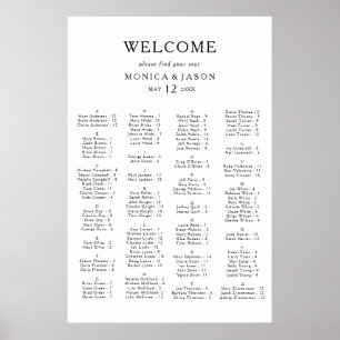 Klassische Minimalistische Alphabetische Sitzkarte Poster