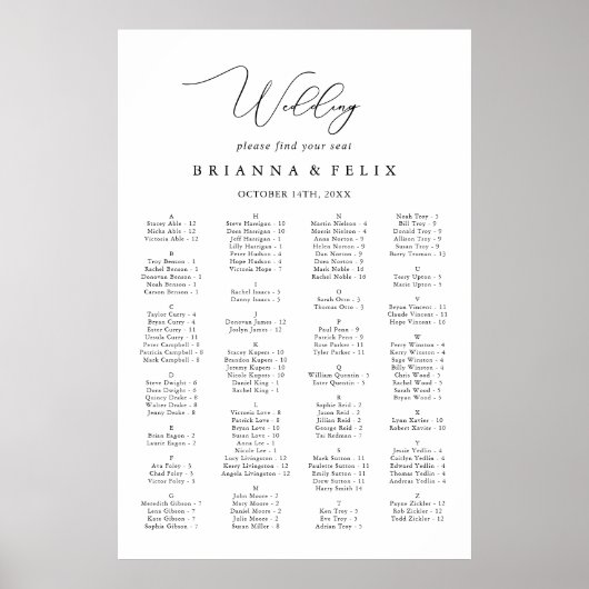 Klassische Minimalistische Alphabetisierungskarte Poster (Vorne)