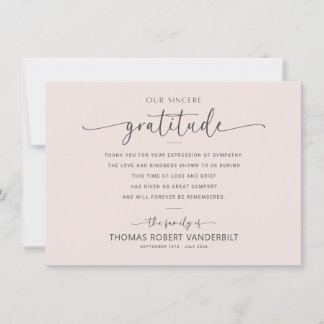 Klassische Minimalistische Beerdigung in Weiß und Dankeskarte