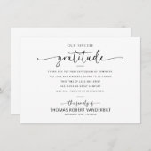 Klassische Minimalistische Beerdigung in Weiß und Dankeskarte (Vorne/Hinten)