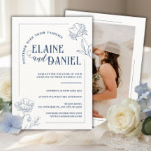 Klassische minimalistische blaue Blumenhochzeit
