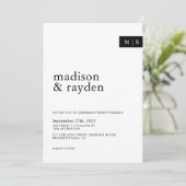 Klassische Minimalistische Einfache Monogramm-Foto Einladung (Stehend Vorderseite)