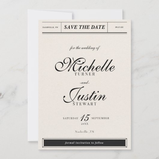 Klassische Minimalistische Elegante Foto Hochzeit Save The Date (Vorderseite)