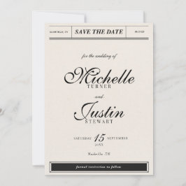 Klassische Minimalistische Elegante Foto Hochzeit Save The Date