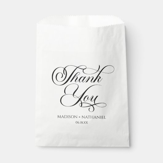 Klassische Minimalistische, elegante Script-Hochze Geschenktütchen (Vorderseite)