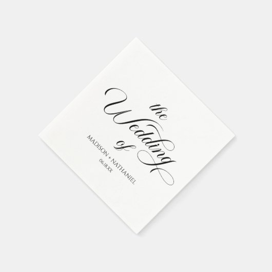 Klassische Minimalistische, elegante Script-Hochze Serviette (Ecke)