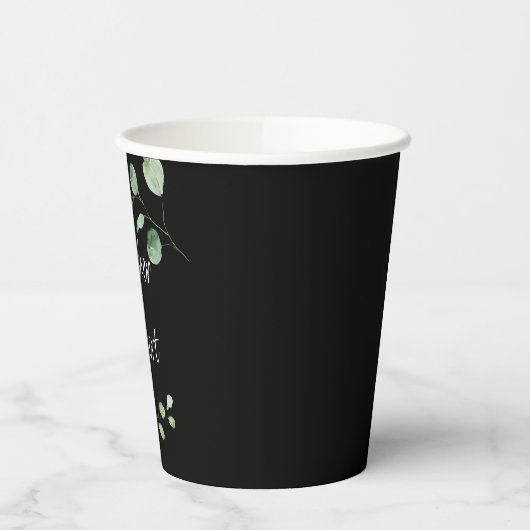 Klassische Minimalistische Eukalyptus Black Weddin Pappbecher (Links)