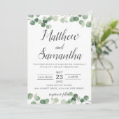 Klassische Minimalistische Eukalyptus-Hochzeit Einladung (Stehend Vorderseite)