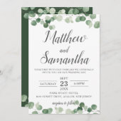 Klassische Minimalistische Eukalyptus-Hochzeit Einladung (Vorne/Hinten)