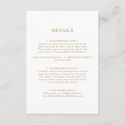 Klassische Minimalistische Gold Details Umschließu Begleitkarte (Vorderseite)