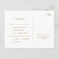 Klassische Minimalistische Gold-Menü-RSVP-Karte