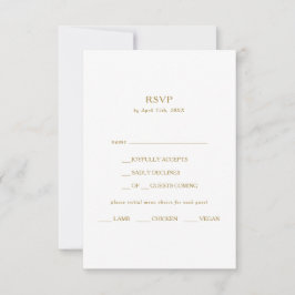 Klassische Minimalistische Gold-Menü-RSVP-Karte RSVP Karte