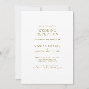 Klassische minimalistische goldene Hochzeitsfeier Einladung