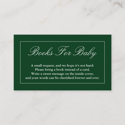 Klassische Minimalistische grüne Bücher für Kinder Begleitkarte (Vorderseite)