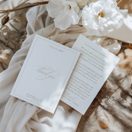 Klassische Minimalistische Hochzeit Dankeskarte