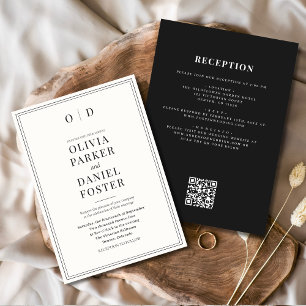 Klassische Minimalistische Hochzeit in einem QR-Co Einladung