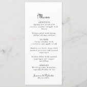 Klassische Minimalistische Hochzeit Menükarte (Vorderseite)
